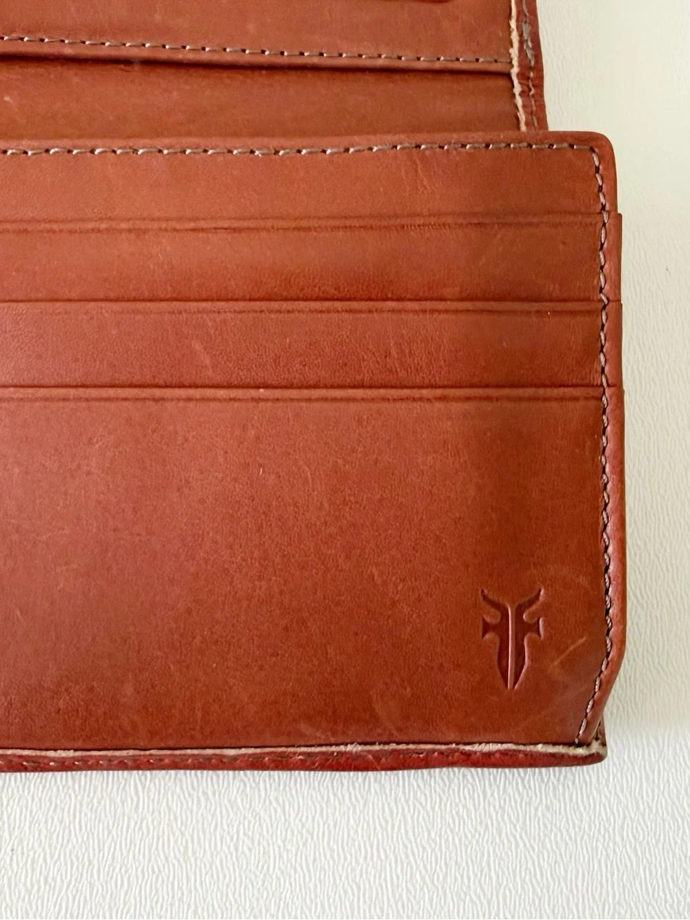 Frye Wallet Distressed Red Leather Slim Organizer Snap Button